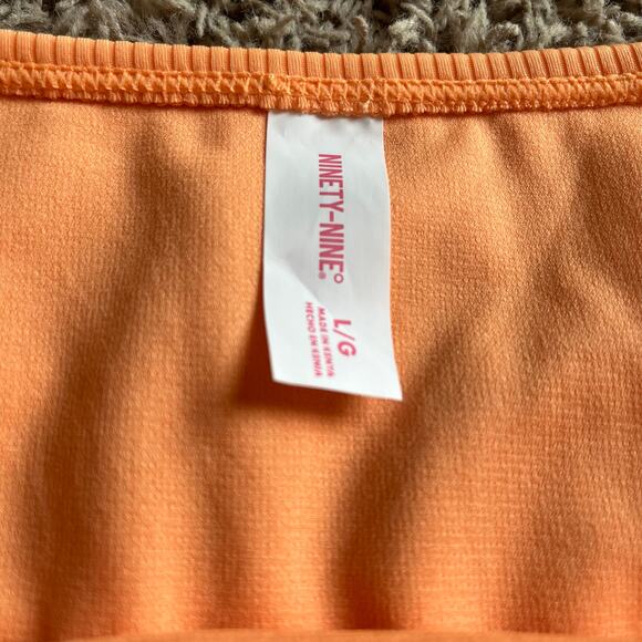 NWT! Juniors' Ninety-Nine° Orange High Leg V-Waist Cheeky Bikini Bottoms Size Lg - Picture 3 of 6